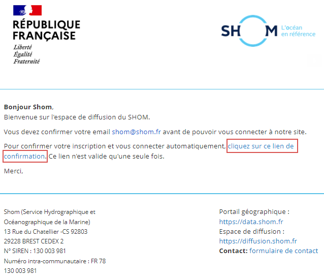mail de confirmation